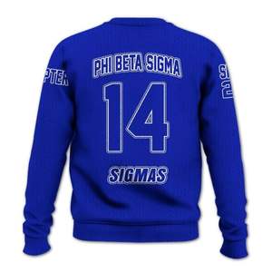 Phi Beta Sigma Sigma Beta 1914 hiver respirant devant pull en tricot acrylique Chenille lettres grecques fraternité bleu blanc vêtements - Product Image 4