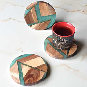 High Demand Mango Wood and <b>Resin</b> Coasters Handicraft Tea <b>Coffee</b> Mats for Kitchen <b>Table</b> Decoration India Accessories - Product Image 4