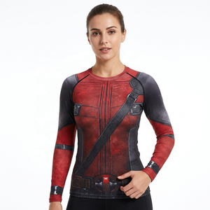 <b>Compression</b> Breathable Eco-Friendly Rash Guard Men Full Sleeve Red <b>Black</b> Sublimation Print Quick Dry Adult Top <b>Shirt</b> - Product Image 3