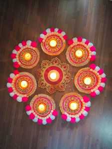 Reusable Floor Rangoli Mat Floral Tea Light <b>Candle</b> <b>Holder</b> Centerpiece Diwali Gift Home Decor Fireplace Housewarming Table Top - Product Image 2