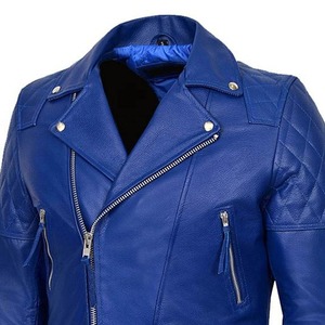 Veste d'hiver de luxe pour homme en cuir souple bleu avec détails artisanaux, imperméable et respirante, style intemporel - Product Image 2
