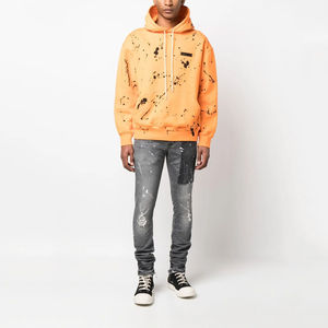 Streetwear personnalisé nouvelle mode Éclaboussures de goutte épaule Logo Patch coton Jersey polaire entièrement imprimé conception à capuche pour hommes - Product Image 3