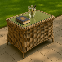Ensemble de canapé d'angle extérieur moderne en aluminium/rotin imperméable avec table et tabourets pour ferme, villa, parc, jardin, hôtel, bord de piscine