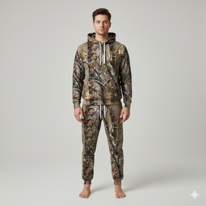 Survêtements de chasse en polyester personnalisés Full Printed Camo Manches longues Hoodies de chasse à capuche Joggers Tracksuits - Product Image 3