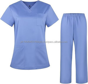Uniformes médicaux personnalisables OEM pour infirmières, unisexes, en sergé de coton, avec détection d'aiguilles et fusion sans couture - Product Image 1