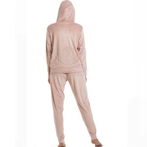 Survêtement en velours personnalisé pour femmes, ensemble deux pièces, sweat à capuche doux et joggers, fabricant de gros - Product Image 2