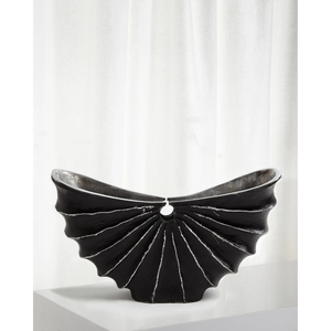 Juego de 2 Jarrones Decorativos Negros Modernos con Forma de Abanico, Floreros Artísticos para Exhibición de Flores de Boda - Product Image 3