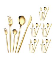 Juego de cubiertos de latón de 24 piezas para bodas, otros eventos, acero con espejo para el hogar, cocina, Hotel, restaurante, juego de cubiertos