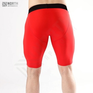 Men's Red <b>Black</b> Double Layered Compression Shorts-Quick Dry OEM Service <b>High</b> Quality Sports Gym Running Shorts Summer - Product Image 2
