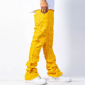 Pantalones apilados con bordado de diseño personalizado más vendidos, diseñe su propia ropa de calle, pantalones apilados al por mayor - Product Image 4