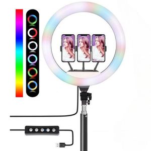 14 \ "RGB anello di luce con supporto per treppiede da scrivania 3 porta cellulare 18 effetti dimmerabili per tutti i modelli di telefono per lo Streaming Live - Product Image 1