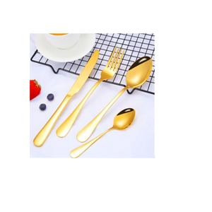 Vente en gros de couverts en or pour Restaurant hôtel, argenterie en acier inoxydable, ensemble de couverts pour mariage avec boîte cadeau - Product Image 1