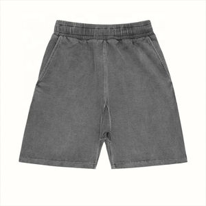 ใหม่สูง 2024 แฟชั่นที่กําหนดเองStreetwearผู้ชายดิบขอบขนแกะวินเทจล้างJoggerกางเกงขาสั้นกรดล้างกางเกงขาสั้นเหงื่อ - Product Image 5