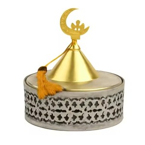 Stylish Black and Gold Date <b>Serving</b> <b>Bowl</b> <b>with</b> Moon <b>Lid</b> Elegant Ramadan Table Decor Luxury Metal <b>Bowl</b> for Fruits and Nut - Product Image 4