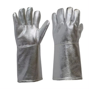 Guantes contra incendios de cuero partido De Vaca aluminizado de seguridad industrial Guantes de soldadores largos resistentes al calor para uso diario/informal - Product Image 5