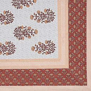 Parure de lit double 3 pièces en coton imprimé à la main motif floral animalier marron terreux avec taies d'oreiller assorties au design traditionnel - Product Image 4