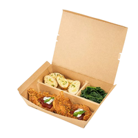 Boîte à emporter en carton personnalisée Boîte à lunch jetable écologique en papier à 3 compartiments pour aliments