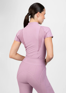 Lightweight Women Equestrian Performance Shirt <b>Short</b> <b>Sleeves</b> Breathable Stretch Fabric Horse Riding <b>Base</b> <b>Layer</b> OEM Service - Product Image 3