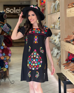 Vestido Túnica Maxi Bordado Floral Personalizado para Mujer, Estilo Étnico Mexicano Boho, Manga Corta, Verano, Algodón Natural Lavable - Product Image 4