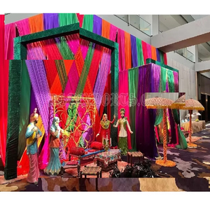 Grand mariage punjabi dames Sangeet décor de scène meilleur mariage Sangeet événement scène Grand mariage Sangeet scène décoration de scène - Product Image 1