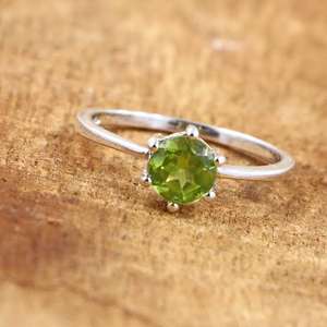 Vintage Handmade Peridot Hydro Gemstone <b>Ring</b> Brass 6X9MM Trendy Designer Natural <b>Stone</b> Jewelry for Anniversary Gift & Her - Product Image 6