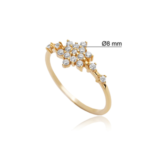 Flower Design Zircon Stone Cluster <b>Ring</b> Wholesale 925 Sterling Silver Jewelry Turkish Handcrafted - Product Image 2