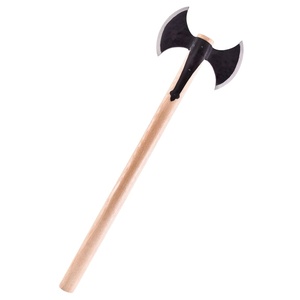 Hacha Táctica Vikinga de Doble Hoja de Acero al Carbono Forjado a Mano, Estilo Industrial, con Mango de Plástico Recubierto de Madera - Product Image 1