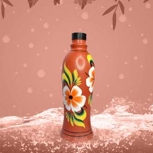 Eco-Friendly <b>500ml</b> Clay Terracotta <b>Water</b> <b>Bottle</b> Hand Painted Art Natural Cooling Leak Proof Lid Camping Home Corporate Gifting - Product Image 5