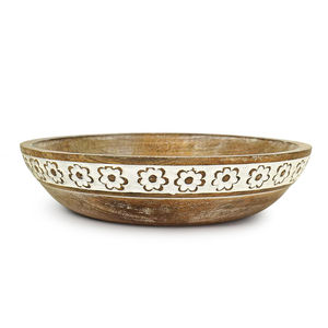 Tazón para Servir de Madera de Mango Tallado a Mano de Alta Calidad, Acabado Quemado, Tazón Decorativo Hecho a Mano para Frutas y Ensaladas, Decoración de Cocina Ecológica - Product Image 4