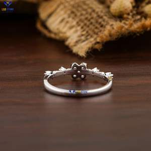 0.183 TDW Bague en diamant taillé rond 925 Silver Side Accent Diamond serti Cvd/Hpht Diamond Lab Stone - Product Image 4