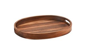 Plateau de service en bois d'acacia naturel écologique moderne Vietnam Fabriqué en usine Assiette avec poignées Vente en gros - Product Image 3