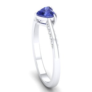 Bagues de fiançailles REYES en forme de cœur avec pierre précieuse tanzanite de 0,5 CT pour femmes en argent sterling 925, bijoux en moissanite - Product Image 3