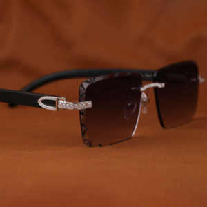 Unisex Designer Spectacles with Brown Shade Goggles Moissanite-Studded <b>Eyeglasses</b> Fashionable Alloy <b>Frame</b> for Everyday Wear - Product Image 3