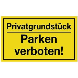 <b>Private</b> Property/No <b>Parking</b> <b>Sign</b> L250xW150mm Yellow Black Plastic Yard & Lawn <b>Sign</b> - Product Image 1