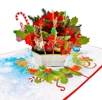 Undangan Pernikahan Kartu Pop-up Desain Bunga Poinsettia 3D Mewah Buatan Tangan Gaya Surat Seni Kertas Buatan Tangan Viet-craft 130x180mm