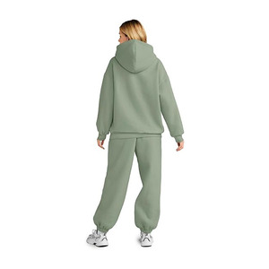 Unisex Custom Sweat Suit Tracksuit Set Winter Streetwear Printed Fleece Jogger Pants Hooded <b>Elastic</b> Waist - Product Image 3