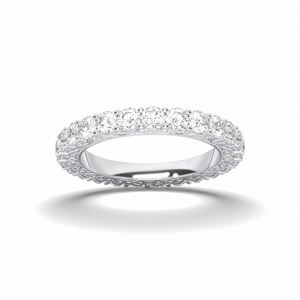 แหวนแต่งงานเพชรโมอิสซาไนต์ทรงกลม 2.48 กะรัต E-F/VSS-VS ฝังเพชรเต็มวงแบบ Eternity Pave ตัวเรือนเงินสำหรับผู้หญิง - Product Image 5