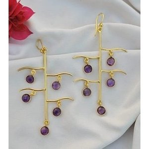 SOUMYA CREATIONS - Pendientes Elegantes con Piedras Preciosas de Amazonita Chapados en Oro sobre Latón para Mujer, Ideales para Fiestas - Product Image 5