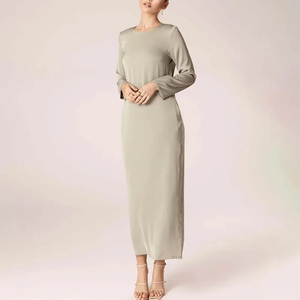 Luxury Islamic Women <b>Abaya</b> Dress Cotton Polyester Floor Length High Neck Four-Way Stretch Modest Wear for Daily and <b>Prayer</b> Use - Product Image 2