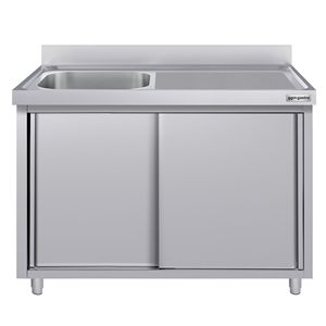 Meuble d'évier commercial ECO - Acier inoxydable - 1400x600mm - avec 1 bac à gauche - Product Image 4