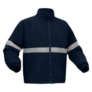 Chaqueta Cortavientos de Trabajo Reflectante de Alta Visibilidad con Cremallera Impermeable Azul Marino Unisex de Último Diseño en Venta, Ropa de Seguridad Personalizada - Product Image 1