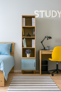 Juego de Mesita de Noche y Librería Moderna y Armoniosa Azul para Niños Arion, Cuerpo de MDF, Patas de Madera para Habitación Infantil - Product Image 3
