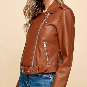 New <b>Top</b> Trending Wholesale Price <b>women</b> Leather Jackets With Customized Packing <b>Top</b> Quality Fashion <b>women</b> Leather Jackets - Product Image 4