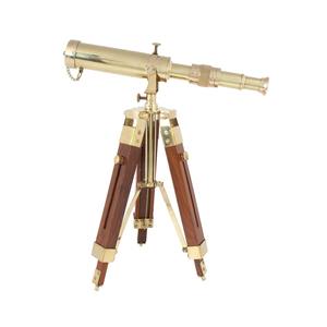 Telescopio de Latón Antiguo con Trípode de Madera, Estilo Náutico Vintage para Escritorio - Product Image 5