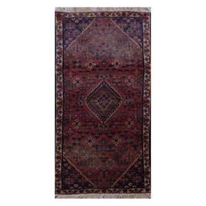 Tapis persan d'Isfahan noué à la main, fabriqué avec de la laine et du coton naturels, 1'10'' x 5'3'', Pan00044 - Product Image 1