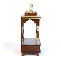 Templo Rústico de Madera |   Mandir Hecho a Mano para el Hogar |   Altar de Oración Hindú de Madera Maciza |   Decoración Espiritual para el Hogar, Sala de Estar KA835