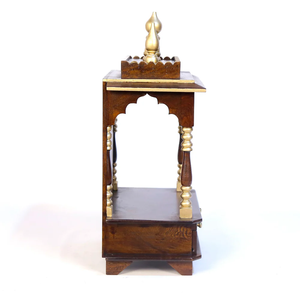 Rustic Wooden Temple | Handmade Home <b>Mandir</b> | Solid Wood Hindu Prayer Altar | Spiritual Home Decor Living Room KA835 - Product Image 4