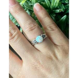 Rose Gold Plated Sterling <b>Silver</b> <b>Ring</b> with White <b>Opal</b> Inlay-Size 5.75 Bezel Setting Gift Ready - Product Image 2