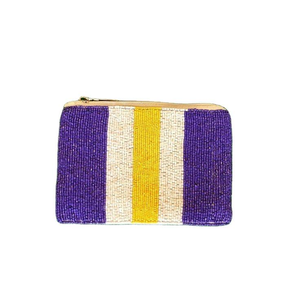 Porte-monnaie en perles rayées fait à la main en provenance d'Inde, porte-monnaie brodé pour les jours de match, pour femmes et filles, pour les bijoux comme les boucles d'oreilles - Product Image 2