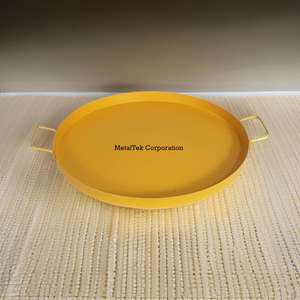 Bandeja Redonda de Metal con Asas para Suministros de Restaurantes y Hoteles Comerciales, Precio al por Mayor, Color Personalizado, Bandeja Decorativa de Hierro de Lujo - Product Image 6